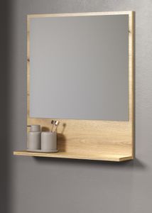 Badezimmer Spiegel "Bliss" in Eiche Wandspiegel mit Ablage, 60 cm