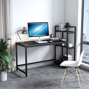 Dripex Schreibtisch 105x60x108cm Holz Computertisch mit 3 Ablage,PC-Tisch Bürotisch Officetisch für Home Office (Schwarz)