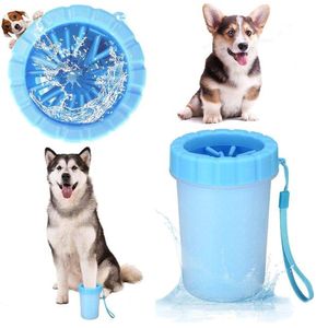 2-In-1 Reinigungsbürstenbecher Für Hundepfoten  Tragbarer Haustier-Pfotenreiniger,Farbe:Blau,Größe:Klein