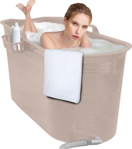 LIFEBATH - Mobile Badewanne Mira - Badewanne für Erwachsene XL - Ideal für das kleines Badezimmer - 400L - 122 x 52 x 63 cm - Costa Rica Sand