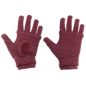 wortek Touchscreen Damenhandschuhe | Kunstfell-Puschel Rot | Größe S-M | für alle Handys, Smartphones & Tablets