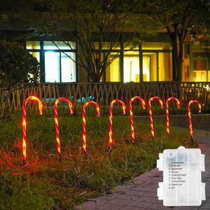 4er Set LED Zuckerstange Lichterkette 8 Lichtmodi Batteriebetrieben Wasserdicht Gartenleuchte für Außen Hof Rasen Weihnachten Deko