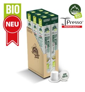 Jasmin Grüner Tee - 60 Teekapseln | La Natura Lifestyle by Tpresso Organic 120g| biobasiert | Nespresso®*³ kompatible