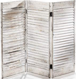 Kobolo Paravent Tischparavent Fenstersichtschutz -white washed- 90x81 cm