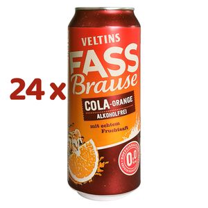 24 x VELTINS Fassbrause Cola-Orange, Erfrischungsgetränk, 0,5 l Dose