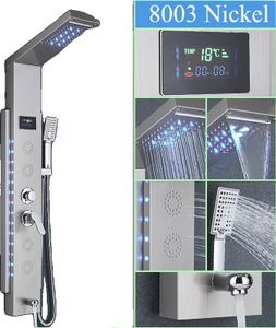 Multifunkční sprchový panel s LED displejem, z nerezové oceli, k montáži na stěnu, 57*20 cm