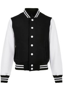 Build Your Brand Kids' Organic Sweat College Jacket BY187 black/white 158/164