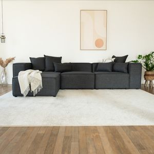 HOME DELUXE - Sofa VERONA - Anthrazit, Größe: L - ca. 327 x 70 x 207 cm, Sitzhöhe: 46 cm, Sitztiefe: 80 cm, inkl. Kissen I Modulares Sofa Modulsofa Ecksofa Wohnlandschaft