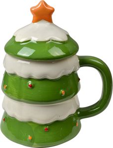 Kubek świąteczny Clayre & Eef 350 ml zielony ceramiczny