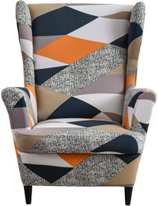 Topchances 2 Piece Wing Chair Cover, kryty židlí Wing Chair Slipcovers Cover Kryty židlí Elastický stretch kryt židle s područkou High Back, Orange