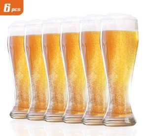 Homewit Bierglas, 6er Set 0,33l geeicht Weizenbierglas Hefeweizen Bierkrug Glas, BleifreiesGlas, für Gastronomie