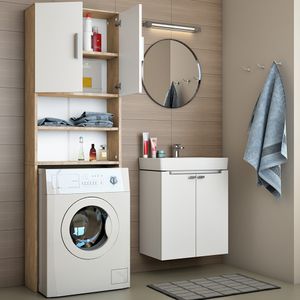Livinity® Waschmaschinenschrank , 64 x 190 cm, Weiß/Sonoma