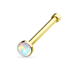 viva-adorno 0,8mm Nasenstecker Nasenpiercing Piercing Stecker Opal Chirurgenstahl 316L verschiedene Farben Z506,gold gerade