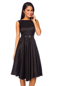 Satin Kleid im Rockabilly-Stil schwarz Größe L = 40