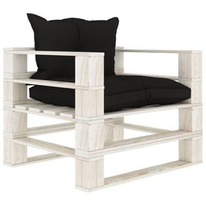 Klassisches DesignMöbel - Schwarz Garten-Palettensofa mit schwarzen Kissen Holz - Gewicht：27,25 -{80x67,5x60,8 cm}