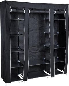 Kleiderschrank Stoffkleiderschrank Kleiderregal Faltschrank Stoffschrank Schwarz