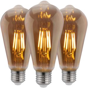 LUMILED 3x E27 LED Lampen ST64 Vintage Edison Glühbirne Spiral 6W Ersetzt 50W 420lm Leuchtmittel 2200K Warmweiß Retro Filament Smokey Glas Deko Smoky Rauchglas