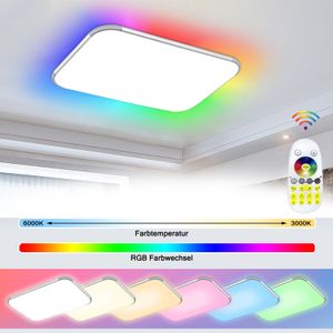 LZQ 64W LED Deckenleuchte mit Fernbedienung Ultraslim Panel Deckenlampe Wohnzimmer Schlafzimmer Wandleuchte, 65x43x10cm, RGB