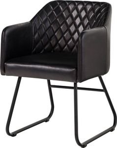 MASSIVMOEBEL24 Stuhl Echtleder 55x59x76 schwarz IRON LABEL #17