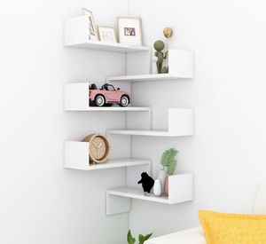 vidaXL Wand-Eckregale 2 Stk. Hochglanz-Weiß 40x40x50 cm Holzwerkstoff