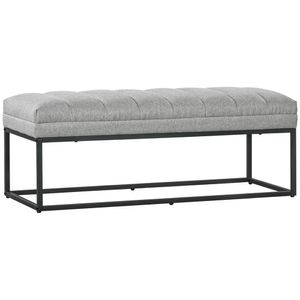 HOMCOM Lavice, čalouněná lavice ve vzhledu lnu, lavice do ložnice, lavice do postele, lavice na líčení do obývacího pokoje, max. nosnost 200 kg, ocel, světle šedá, 120 x 44 x 45,5 cm