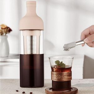 Tragbare Kaffeekanne 1 Liter, Handgebrühte Kaffeekanne Mit Filter, Hellpink