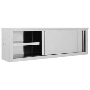 vidaXL Wandhängeschrank mit Schiebetüren 150×40×50 cm Edelstahl