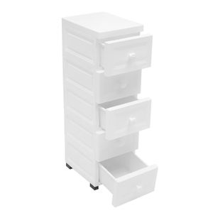 Zásuvkové skříňky na kolečkách 5 zásuvek Koupelnový vozík Koupelnová skříňka bílá