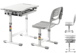 Kinderschreibtisch Zeichentisch mit Schreibtischstuhl - ergonomisch höhenverstellbar - Schulbank