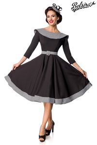 Belsira Damen Vintage Kleid Retro 50s 60s Rockabilly Sommerkleid Partykleid Swing Kleid, Größe:L, Farbe:schwarz/weiß