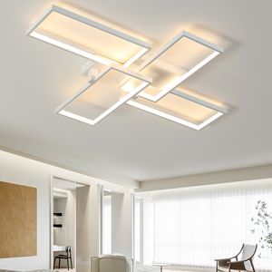 LED Deckenleuchte Wohnzimmer Deckenlampe 74W Dimmbar Schlafzimmerlampe mit Fernbedienung aus Metall Küchenlampe für Schlafzimmer Esszimmer Weiß