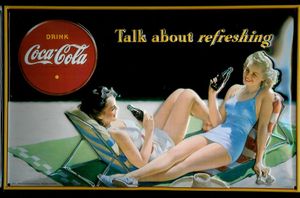 Blechschild Coca Cola Talk about refreshing Schild nostalgisches Werbeschild