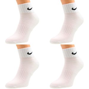 Nike Socken Herren Damen One Quater Socks - Farbe: 4 Paar weiss - Größe: 34-38