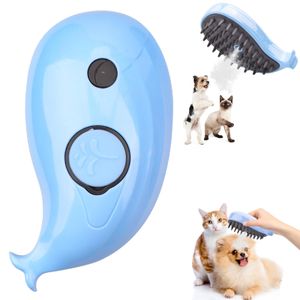 Katzenbürste mit Dampf, 3 in 1 Katzen-Dampfbürste, Haustier Spray Massage Kamm, Katzen Bürste Haustier Haar Entfernung Kamm für Katze und Hund, blau