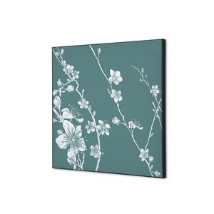 Showdown Spannstoff Wanddekoration -  40x40cm - Japanische Kirschblüte Grün - Schwarzer Rahmen