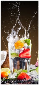 Wallario selbstklebende Türtapete 100 x 220 cm mit Schutzlaminat - Tropische Früchte in einem erfrischenden Drink