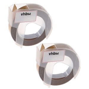 vhbw 2x 3D Prägeband-Schriftband-Kassette kompatibel mit Dymo 1535, 1540, 1550, 1570, 1575, 1745, 1755, 1765, 1805 Etiketten-Drucker 9mm Weiß auf Gold