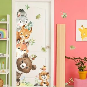 GKA Kinder Türaufkleber GK74 Waldtiere Bär Fuchs Eichhörnchen Biber Hase Wandsticker Kinderzimmer Wandtattoo Atfkleber Tür Wand Schrank Wandaufkleber