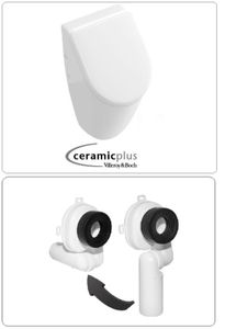 VILLEROY & BOCH SUBWAY Urinal mit CeramicPlus Beschichtung + SoftClose Deckel, mit Ablaufgarnitur