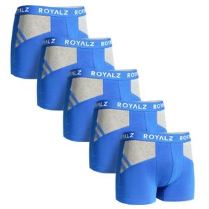ROYALZ Boxershorts Herren Unterhosen 5er Pack sportliches-modernes Sportiv Design, 5er Set (95% Baumwolle / 5% Elasthan), Größe:XXL, Farbe:5 Blau / Grau