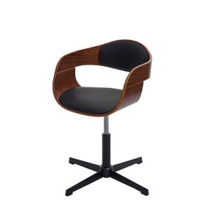 Kancelářská židle HWC-H46, kancelářská židle, výškově nastavitelný otočný mechanismus ohýbané dřevo  ořechový vzhled, Imitace kůže černá