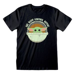 Star Wars Mandalorian T-Shirt L Eat Sleep Levitate