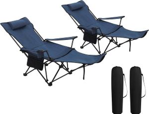 WOLTU 2er Set Campingstuhl klappbarer, Klappstuhl Liegestuhl für Outdoor, Angelstuhl Sonnenstuhl ultraleichter mit Armlehnen und Getränkehalter Blau