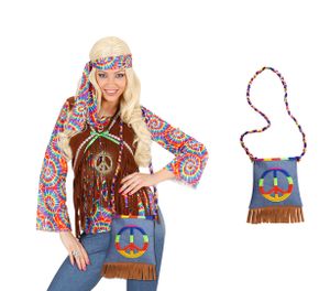 Hippie Handtasche 70er Jahre - bunte Flower Power Peace Tasche Fasching