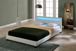 Čalúnená posteľ LED 'Paris' 160x200cm biela
