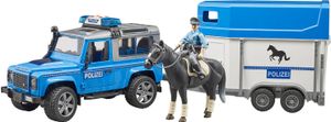 Bruder 02588 - Policejní vozidlo Land Rover Defender, kůň a policista