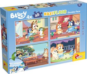 Lisciani - BLUEY - 4 puzzle po 48 dielikov - Kreatívna hra - Puzzle hra - Niekoľko postavičiek - Obojstranné - 2 v 1 - Puzzle a omaľovánky - 35 x 25 cm - Pre deti od 4 rokov