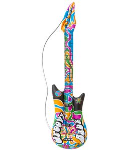 Aufblasbare Hippie Gitarre Kostümzubehör bunt 105cm