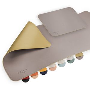 sølmo Schreibtischunterlage + Mousepad aus Kunstleder 85 x 40 cm Lavendel/Gold