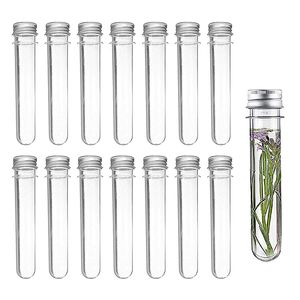 14er Kunststoff Reagenzgläse Transparent Reagenzglas mit Schraubverschluss 40ml Reagenzröhrchen für Blumenvase Beads Süßigkeiten Glas Perlen Labor